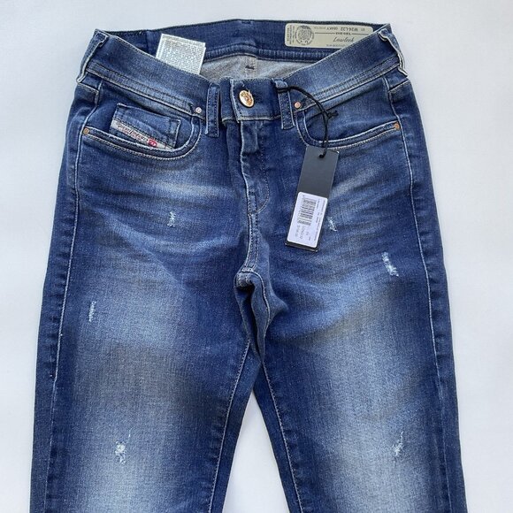 $198 Diesel Women’s Lowleeh Slim Bootcut Jeans Low Waist Blue 084KY Size 28 - Picture 6 of 13